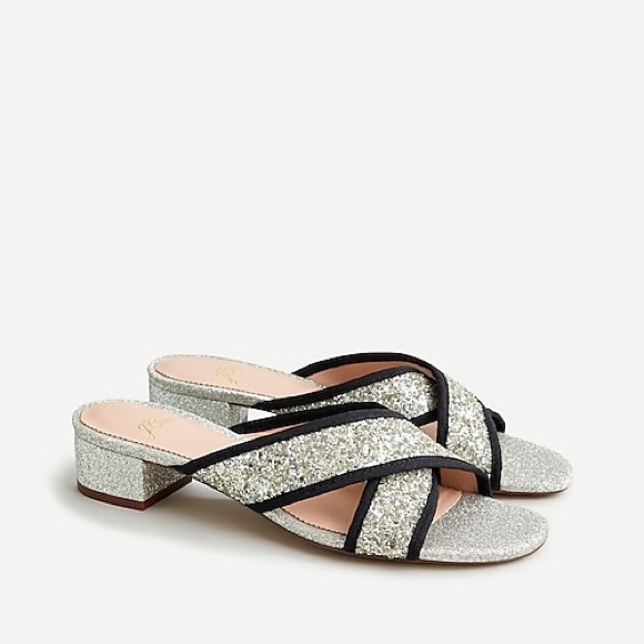 glitter two strap sandals